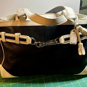 Coach black/white satchel bag